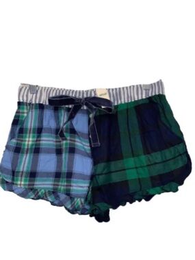 aerie Plaid Blue & Green Lounge Shorts
